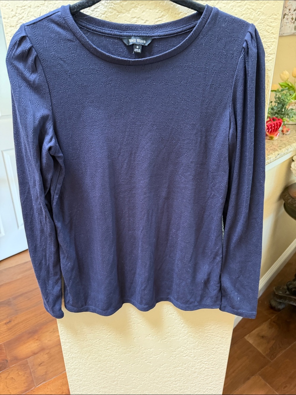 Well Worn Navy Long Sleeve Crewneck Top